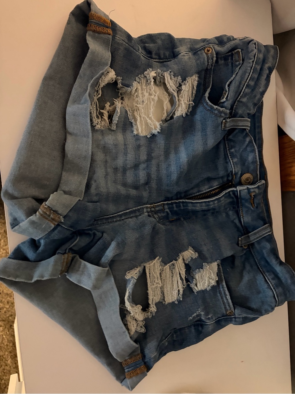 Aeropostale Distressed Light Blue Denim Cutoff Shorts